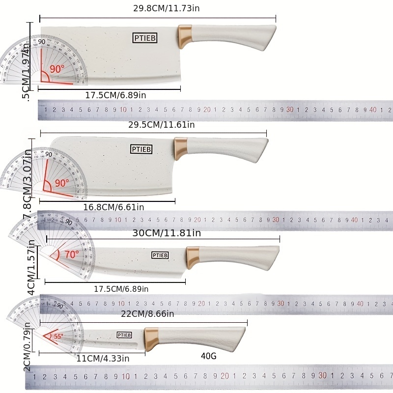 3pcs, Kichen Knife Set, 7in Meat Cleaver, 7in Santoku Knife And 4.5in  Paring Knife, Kitchen Gadgets, Kitchen Accessories