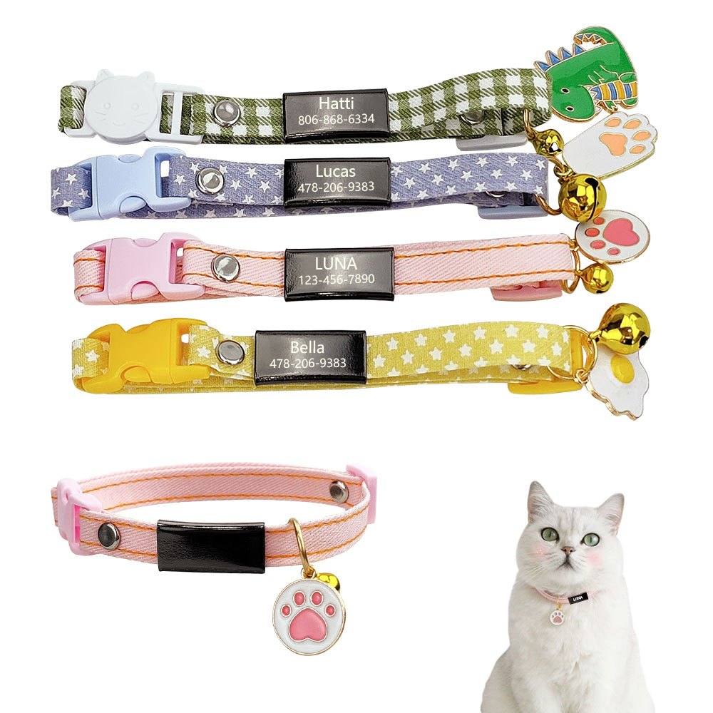 Cute Custom Cat Collar Personalized Cat Collar For Small Dogs Cats Kitten  Puppy Nameplate Collars Free Engraving Accessories