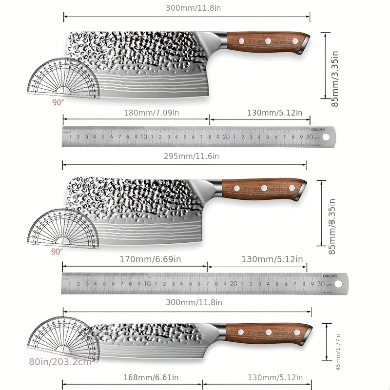 3PCS Damascus Knives Set with Hammered Pattern - China Kitchen Knife with  Block and Damascus Steel Knife price