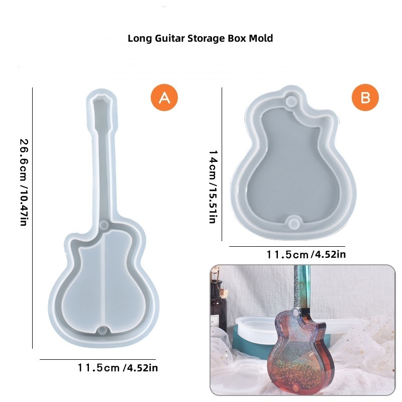 Molde de resina epoxi de cristal para caja de guitarra, moldes de