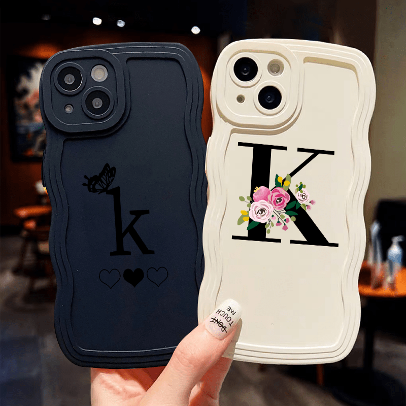 2pcs Butterfly Heart Letter K Graphic Luxury Shockproof Phone Case
