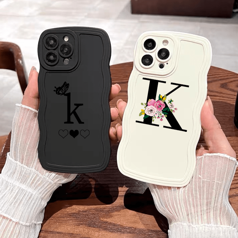 2pcs Butterfly Heart Letter K Graphic Luxury Shockproof Phone Case