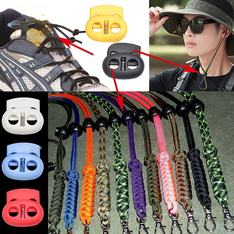 10pcs Cord Lock Stopper Clamp Toggle Clip for Shoelace Lanyard