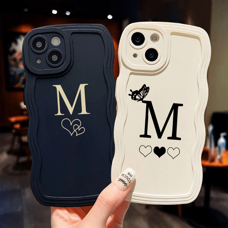 

2pcs Butterfly & Heart & Letter M Graphic Luxury Phone Case For Iphone 11 14 13 12 Pro Max Xr Xs 7 8 Plus Shockproof Cases Fall Bumper Back Soft Matte Lens Protection Cover Pattern Cases