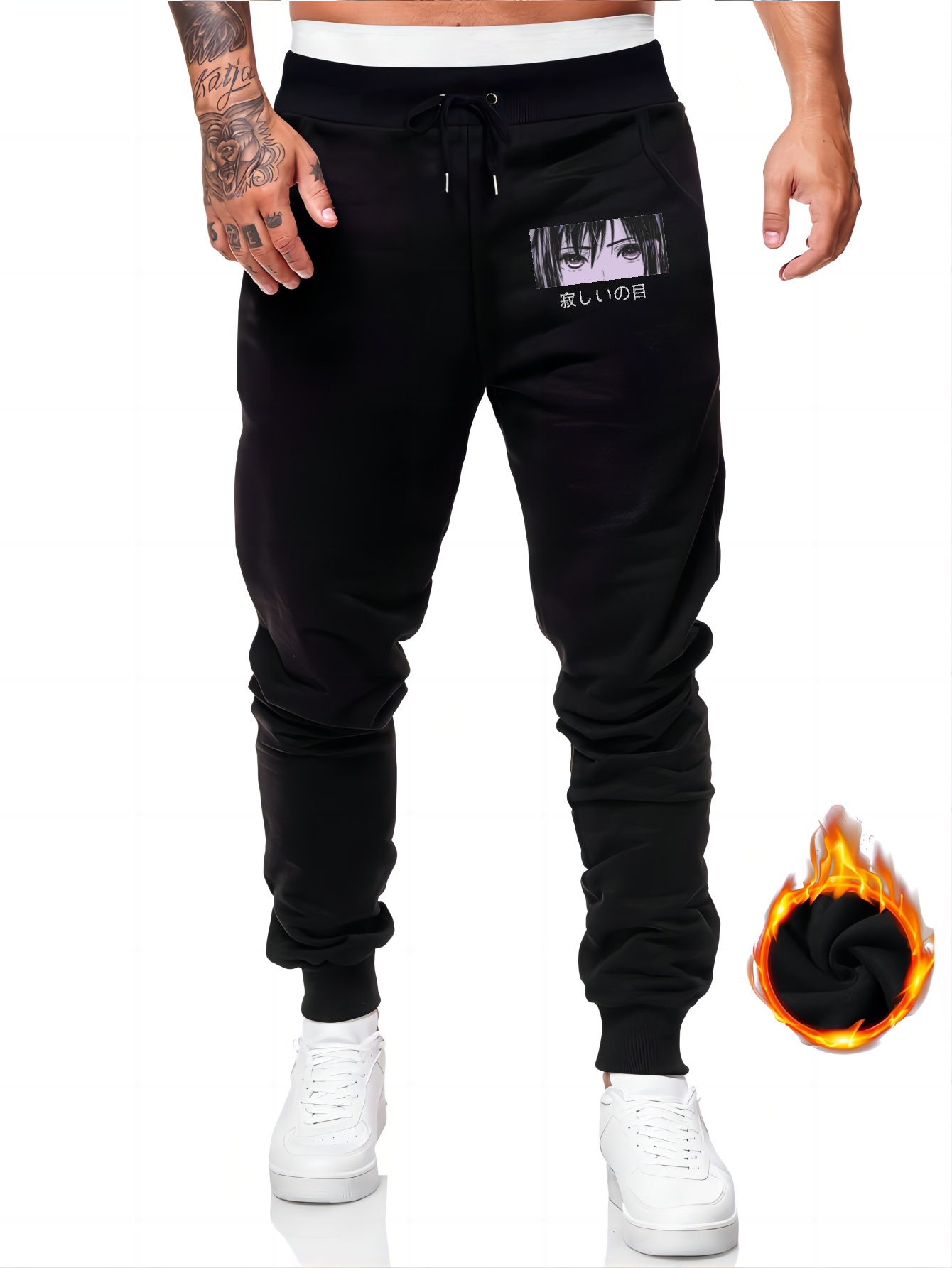 Calças De Moletom Com Estampa De Olho De Anime Masculino, Joggers Casuais  Ligeiramente Elásticos E Respiráveis Com Cordão Para Caminhadas Ao Ar Livre  No Outono E Inverno