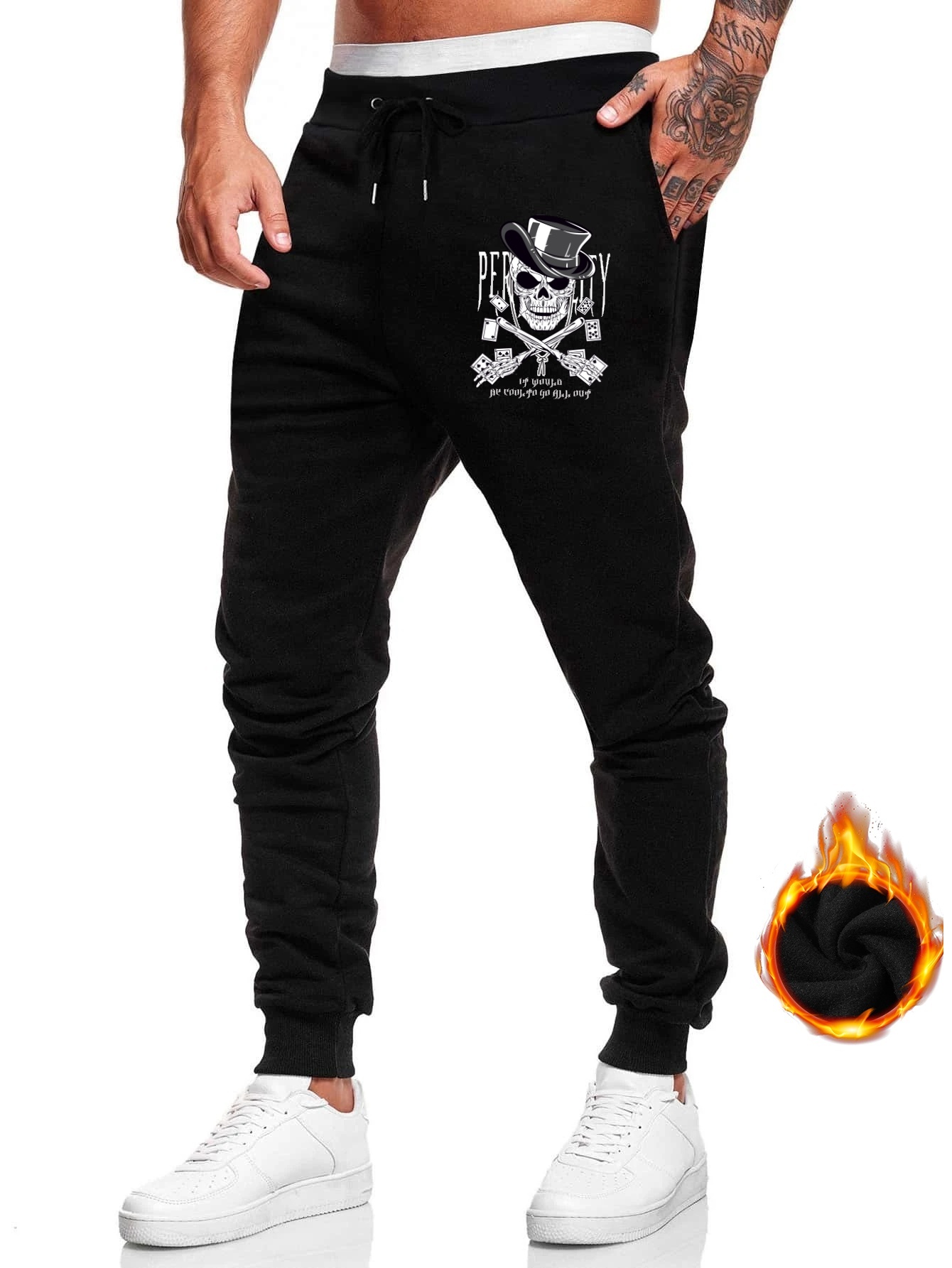 Men s Skull Poker Card Print Sweatpants Casual Stretchy Temu