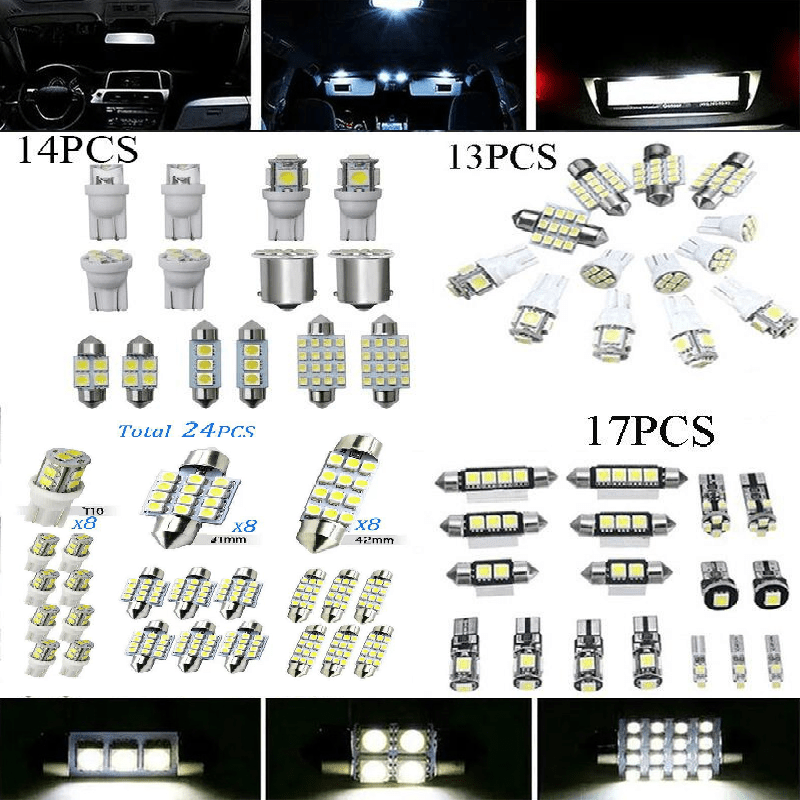 13Pcs Luces Led Para Interior de Carro Coche Luz Del Maletero Placa Bombilla  LED