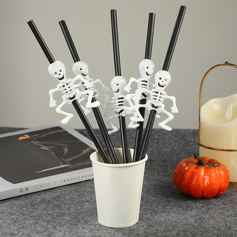 1pcs Halloween Straws Tips Ghosts Straw Toppers Bar Birthday For Children  Kitchen Home Party Deorations Supplies