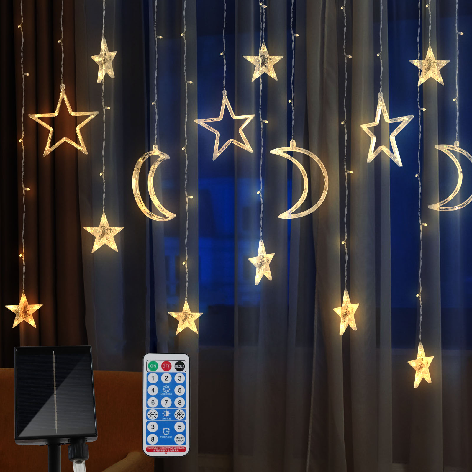 Fée Ramadan lumière fenêtre LED rideau étoile lune String Light