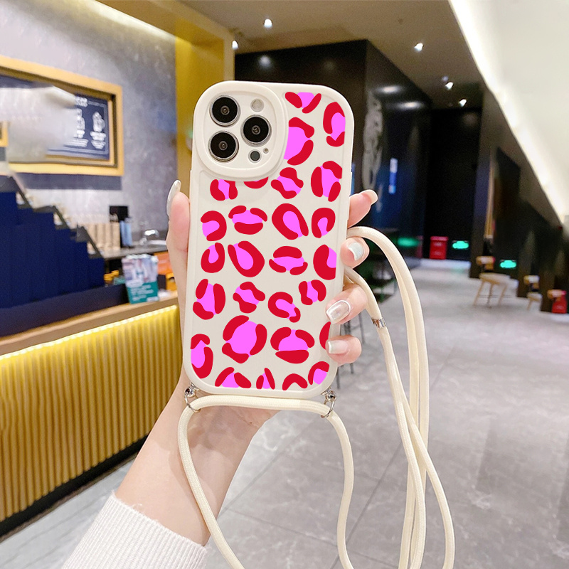 

Phone Case With Lanyard Pink Tile Pattern Phone Case For Iphone 11 14 13 12 Pro Max Xr Xs 7 8 6 Plus Mini Yyb Luxury Cover Anti-fingerprint Fall Car Shockproof Compatible Bumper Heart Pink Phone Cases