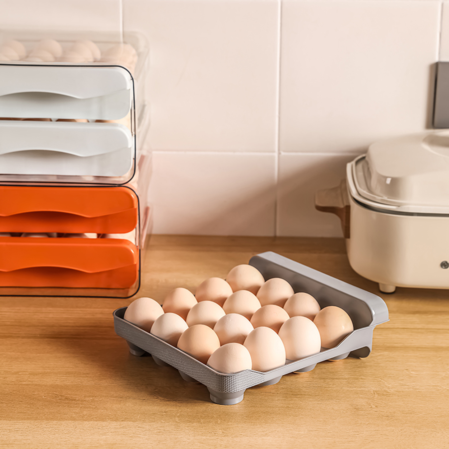 Large Capacity Egg Holder for Refrigerator, Egg Storage Container Organizer  Bins, Stackable Clear Plastic Storage Container, Fridge Egg Organizer with  Handles, …