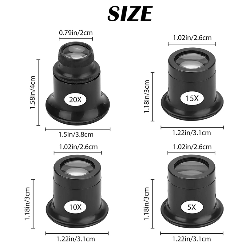Lupa de relojero 20x, lupa de joyería de lente de inspección de