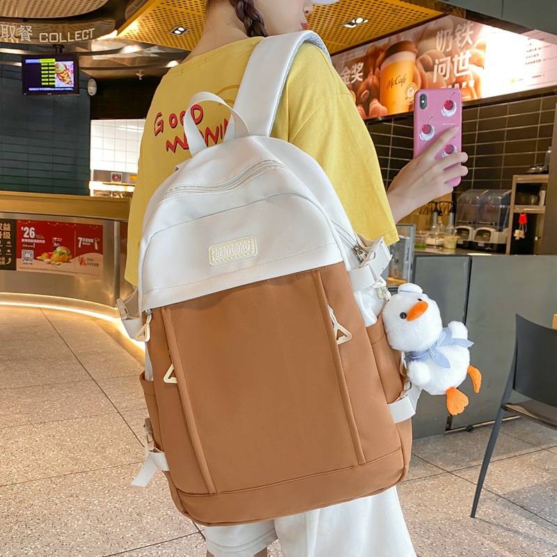 Large Capacity Mutli-pocket Backpack, Cute Duck Pendant Bookbag, Perfect School  Bag For Student Commuting - Temu