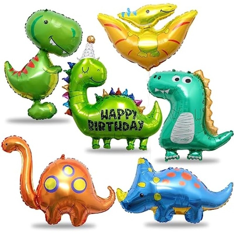 Globos de dinosaurio para fiesta de 3 cumpleaños, decoraciones de  cumpleaños temáticas de dinosaurios para niños, con globo número 3, 6  globos de