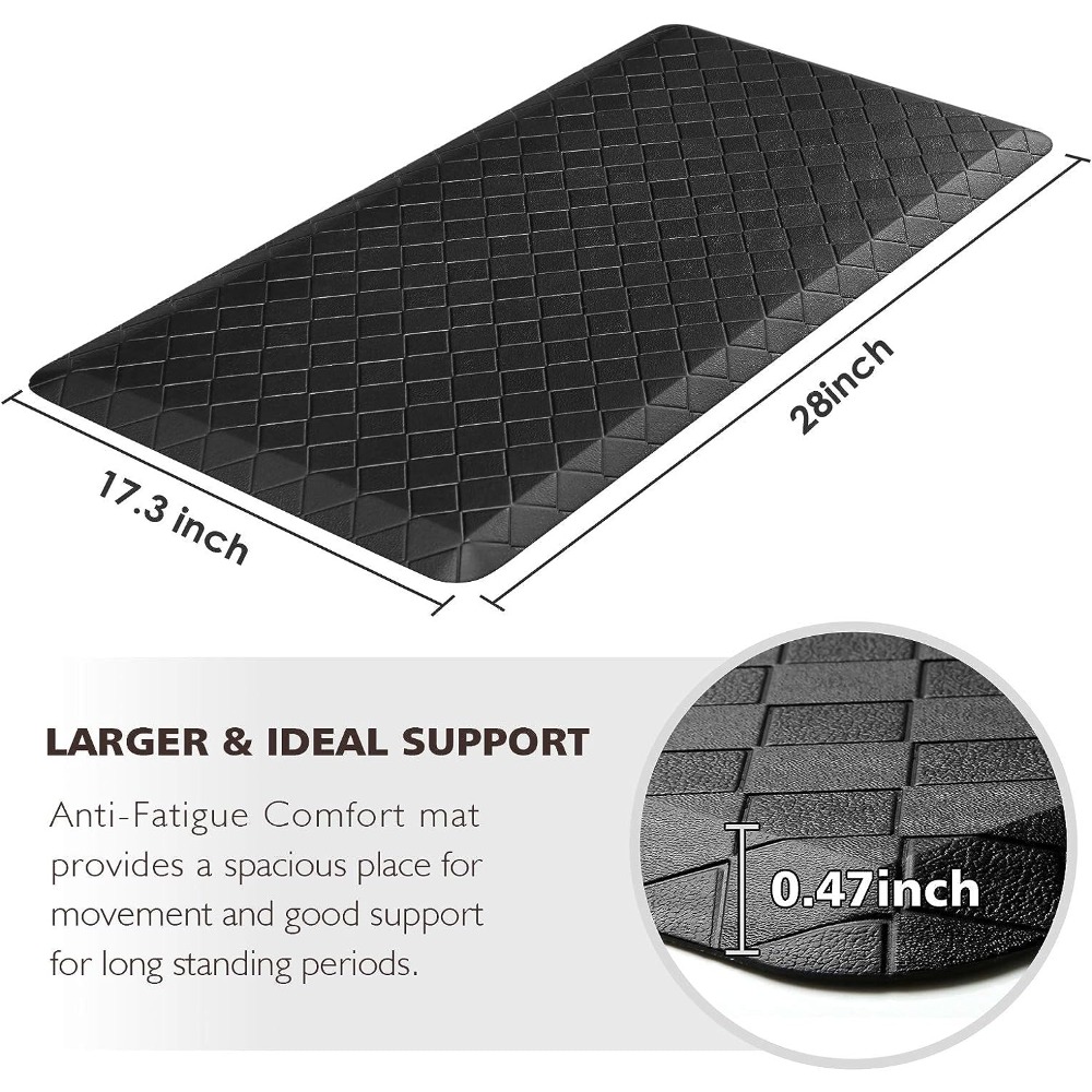 The Original 3/4 KANGAROO (TM) Anti-Fatigue Comfort Mat Kitchen Rug,  Ergonomically Engineered, Non-Toxic, Waterproof, 70x24 inches (Black) 