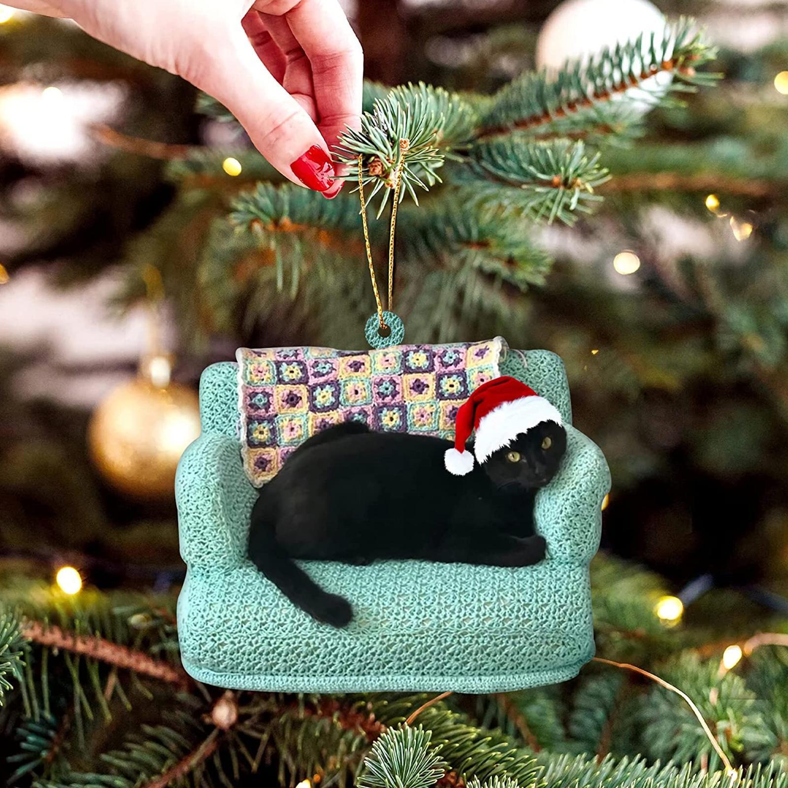 Niedlicher Katzen-Anhänger im Weihnachtsstil, Weihnachtsbaum