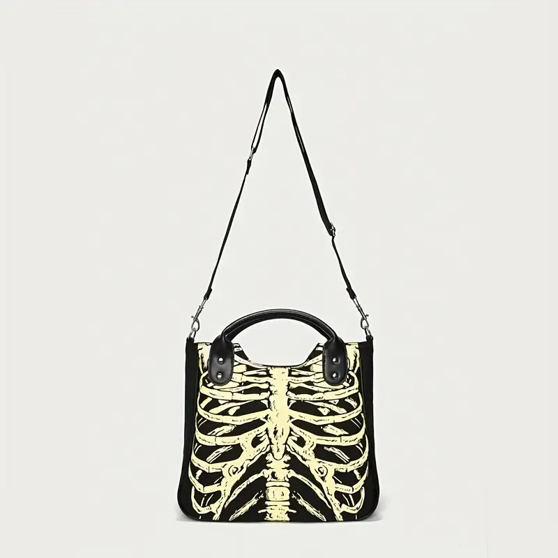 Gothic Fabric Messenger Bag Skull Shoulder Bag Skeleton 