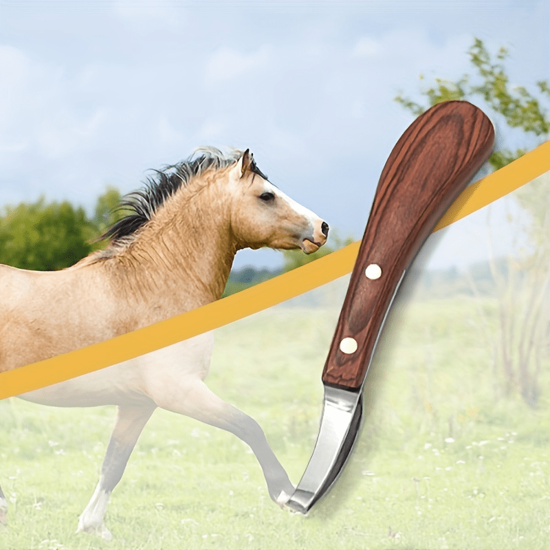 Couteau fer à cheval, couteau à sabot à anneau avec manche en bois