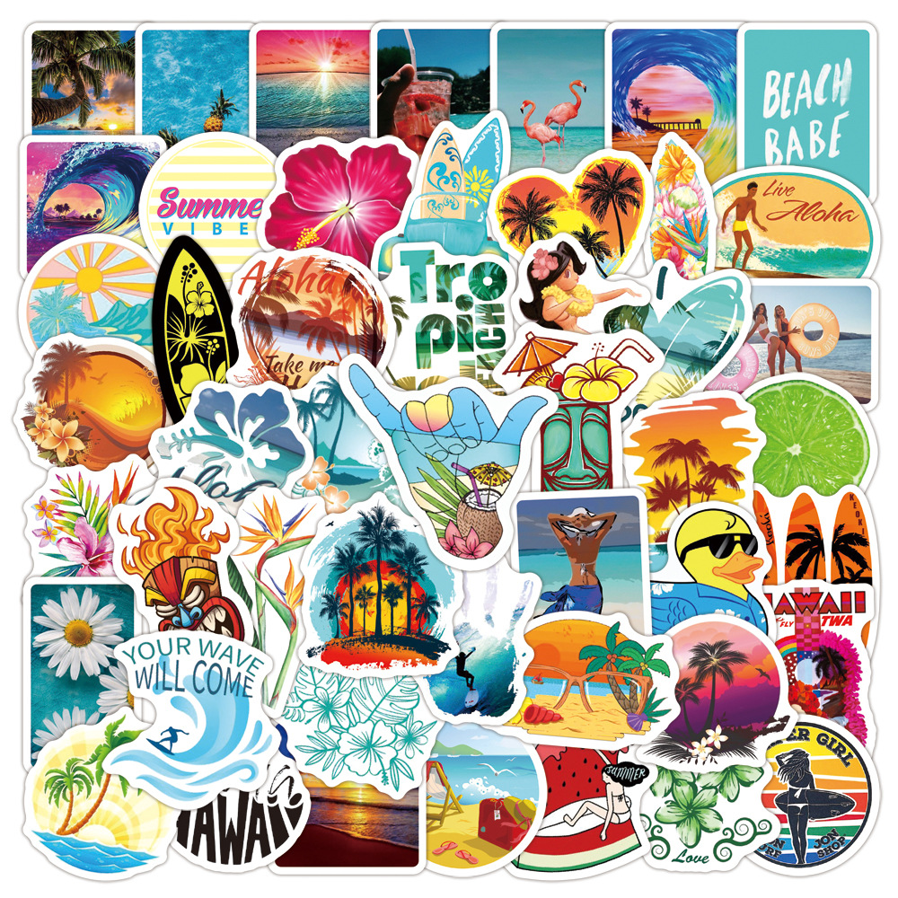 Hawaii Stickers Pack Holiday Aesthetics Vinyl Waterproof - Temu