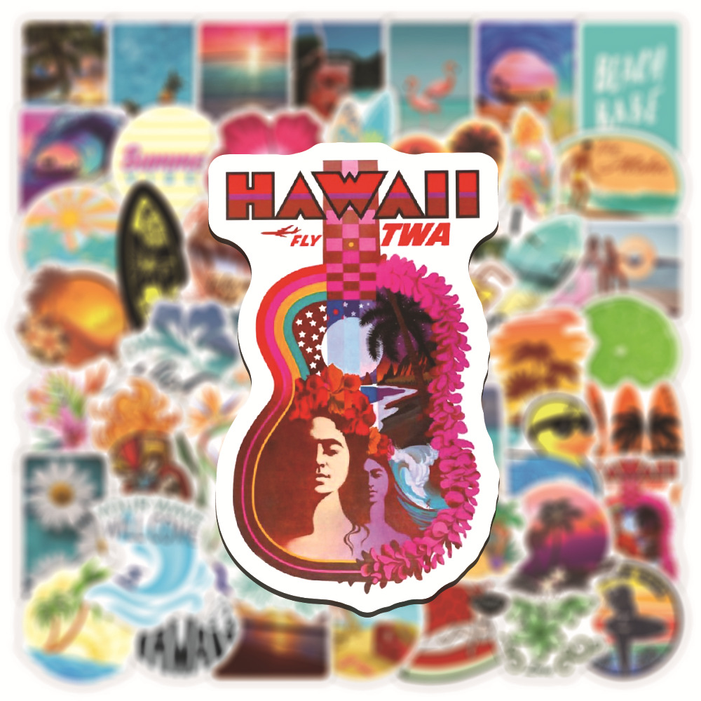 Hawaii Stickers Pack Holiday Aesthetics Vinyl Waterproof - Temu
