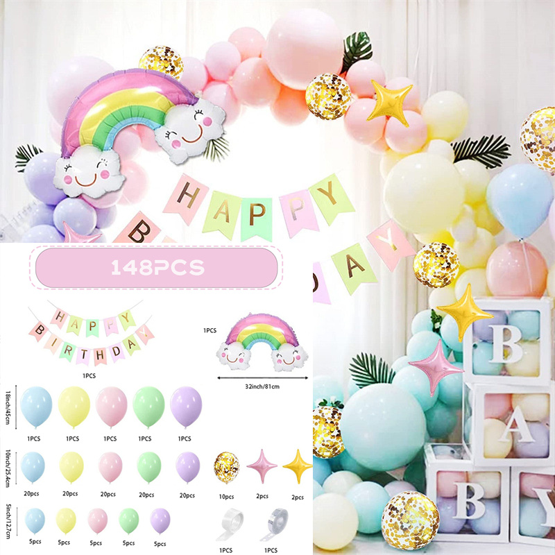 happy birthday banner pastel rainbow garland