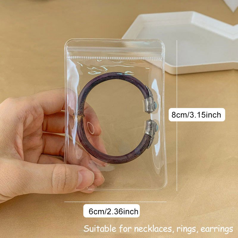 10 Pieces Jewelry Bag Self Seal Plastic Zipper Bag Clear PVC Rings Earrings Packing Storage Pouch Jewelry Transparent Lock Bags for Holding