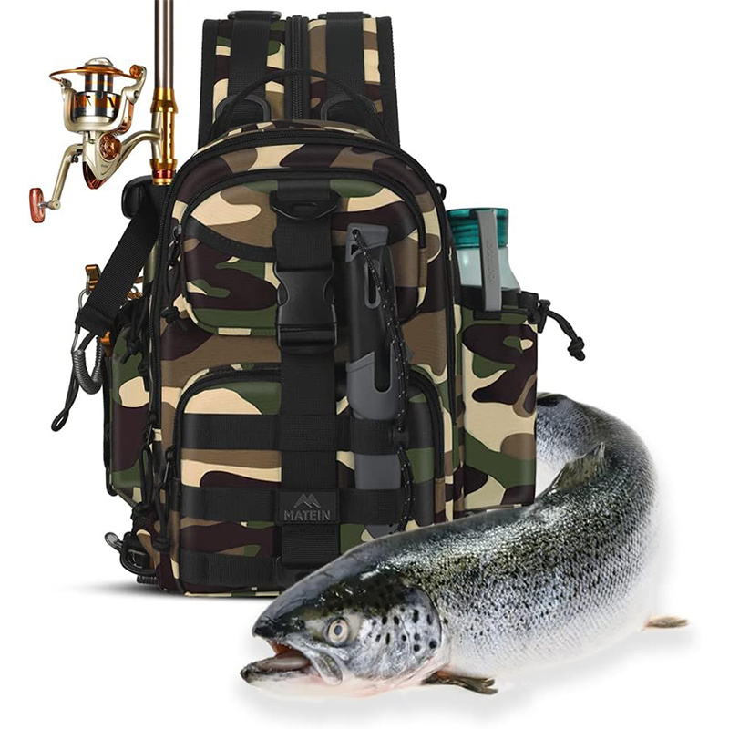 Mochila de pesca bolso bolsa para ir a pescar fish fishing con caja y  portacañas