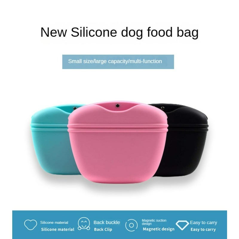 pet dog treat training pouch portable dog food container bag silicone dog walking treat pouch with magnetic closure and waist clip 1