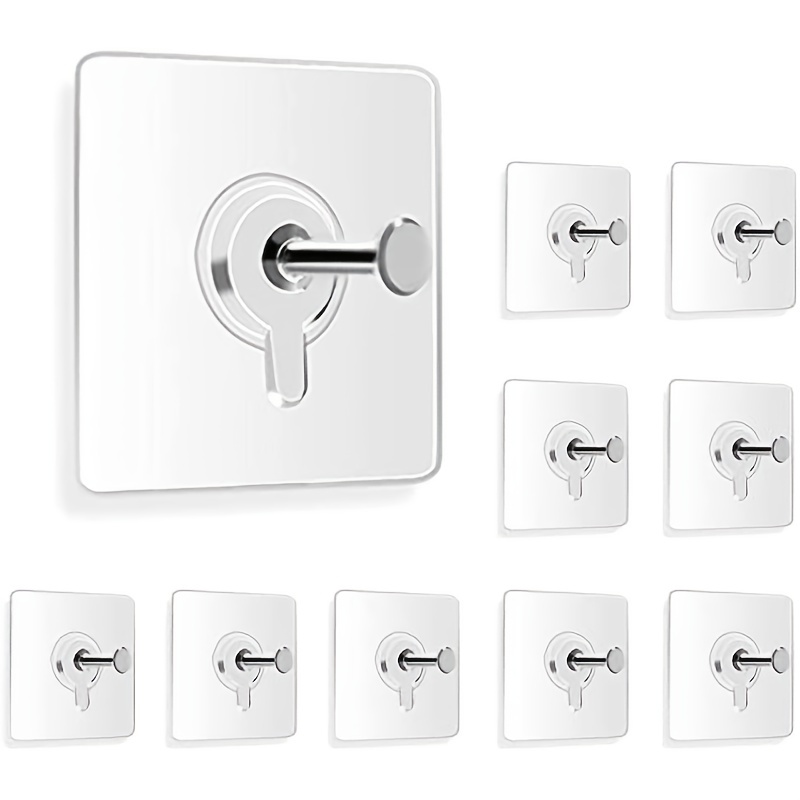 10pcs Self-Adhesive Wall Hooks, 5.9KG Capacity, No Nails Needed For Hanging Pictures & More
