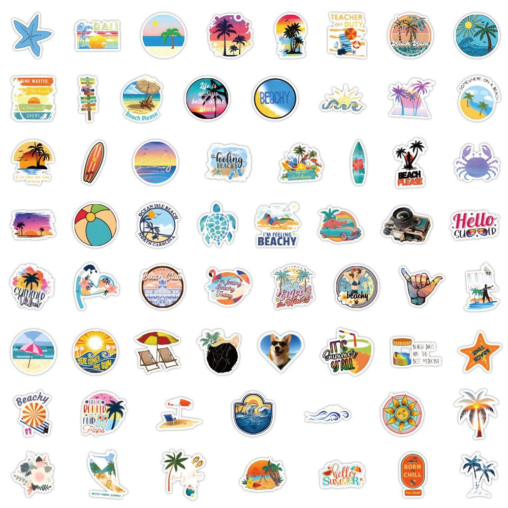 Pegatinas de verano para niños, 192 Beach Ocean Hawaii Beach Label  Stickers, 16 hojas de pegatinas para álbumes de recortes de animales  marinos de