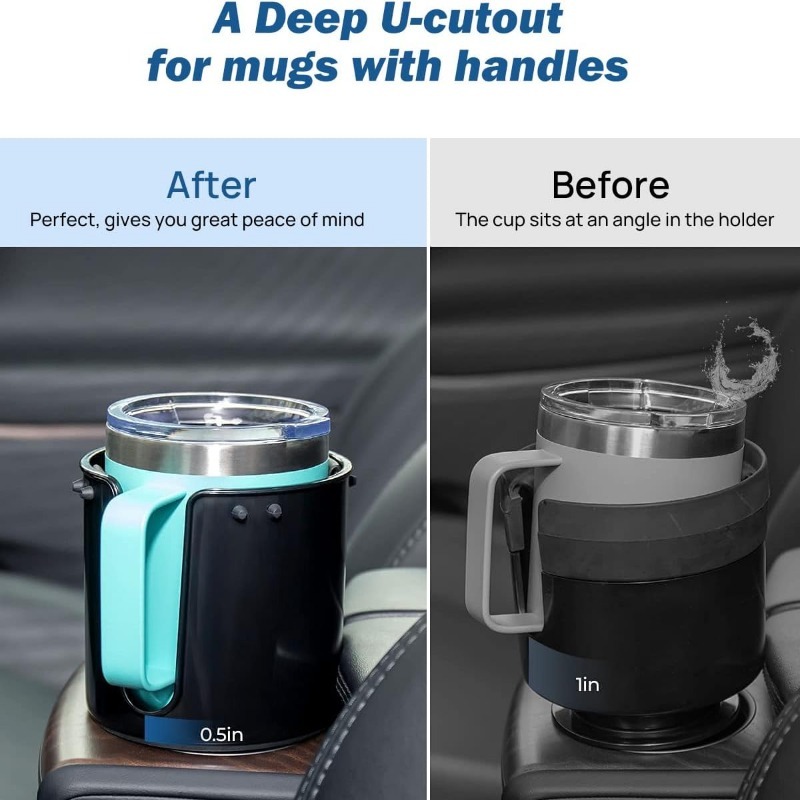 2CUPS Car Cup Holder Expander and Attachable Tray, Fits  Yeti/Hydroflasks/Nalgene 16-40 oz. Dual Cup Holder with Adjustable Swivel  Tray. Organizer