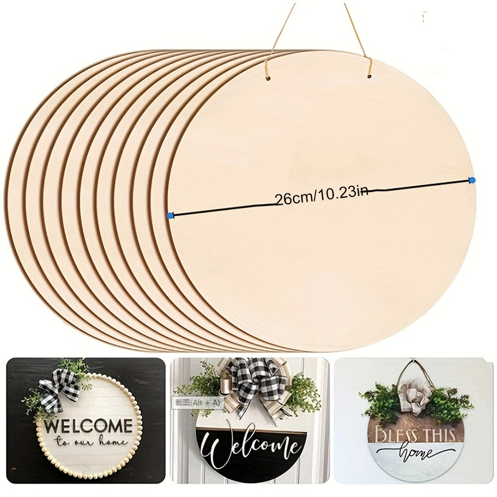 12Pcs 12 Inch Wood Circles for Crafts, Unfinished Blank Wooden Rounds Slice  Wooden Cutouts for DIY Crafts, Door Hanger, Sign, Wood Buring, Painting