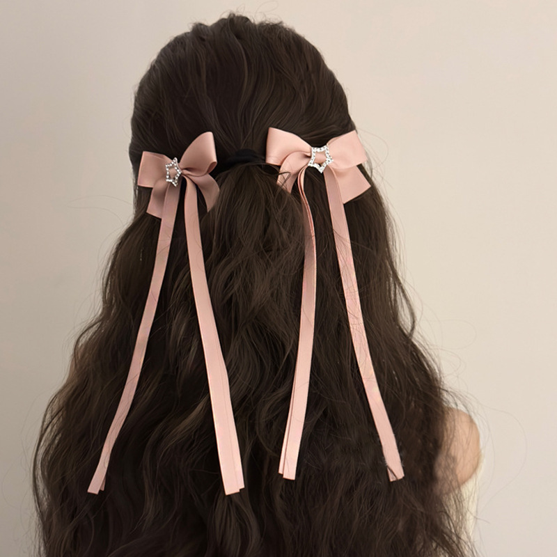 1PC Long Ribbon Bow Hair Clips Sweet Bow Knot Duck Billed Clip For Women  Girls Side Clips Bang Braids Y2k Style Hair Accessories - AliExpress