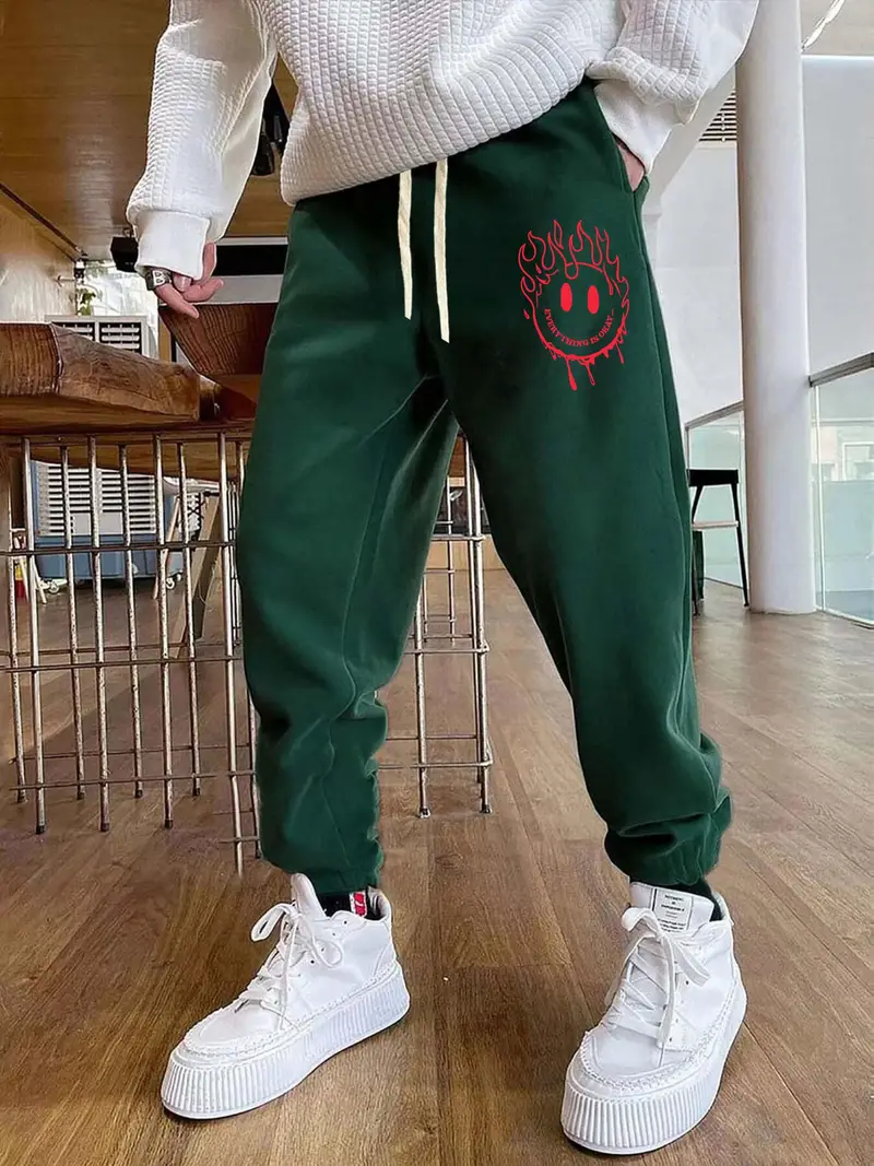 Men's Smiling Face Joggers Spring Fall Outdoor Slightly - Temu