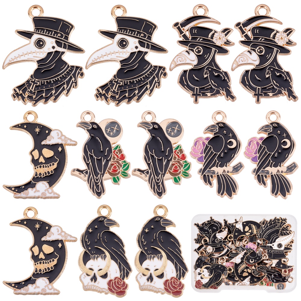 Halloween Gothic Charms Raven Enamel Charms - Temu