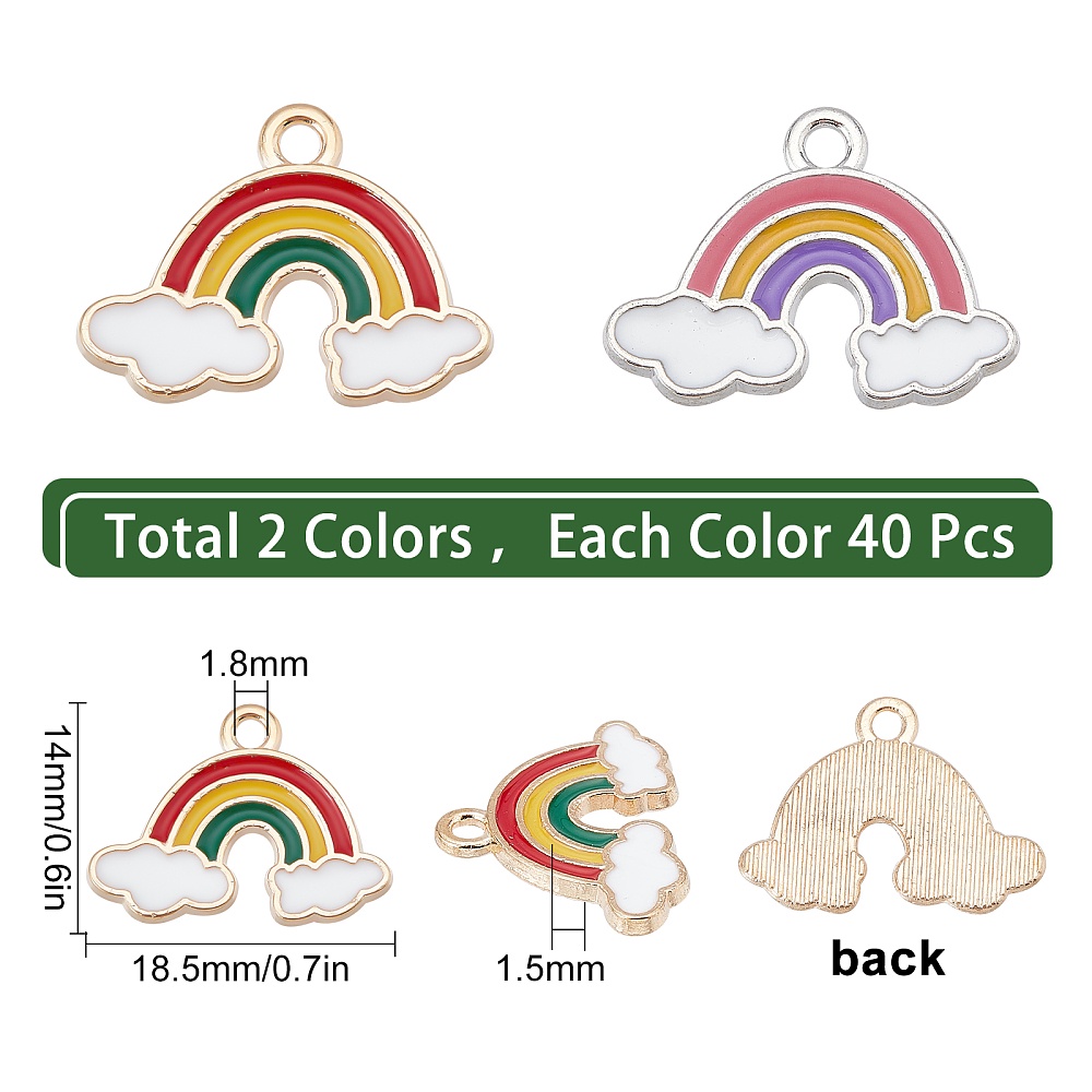 12 Pcs Alloy Rainbow Charms for Bracelet Metal Rainbow Charms for