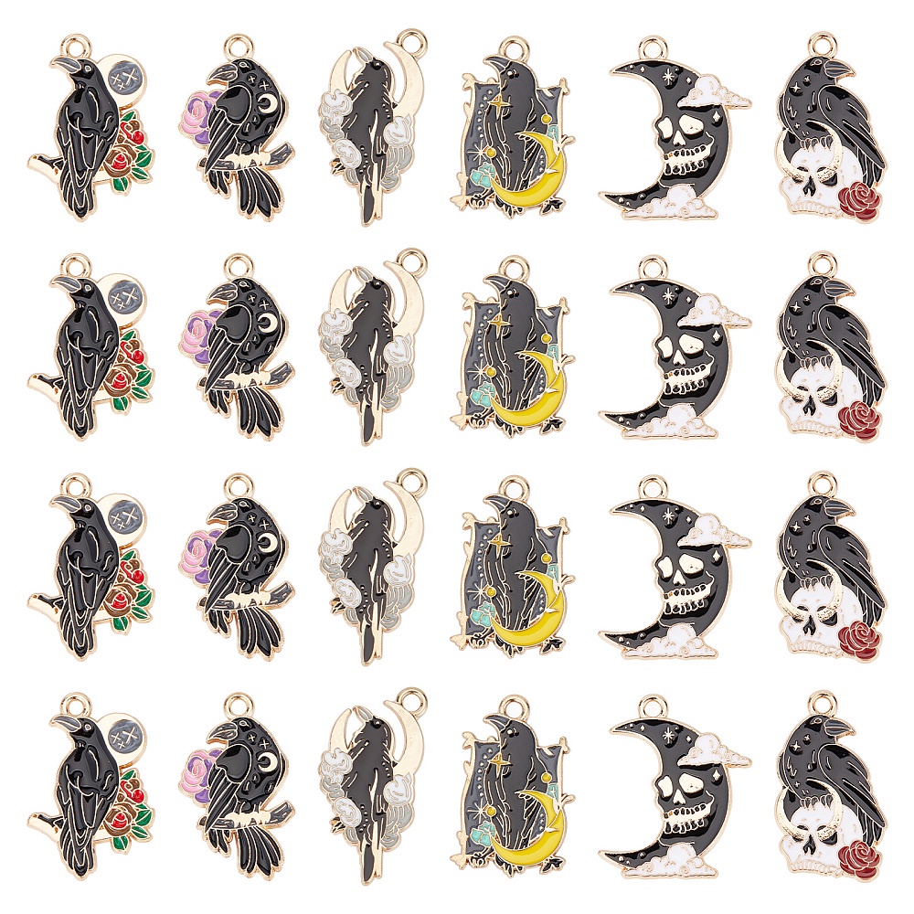 Halloween Gothic Charms Raven Enamel Charms - Temu