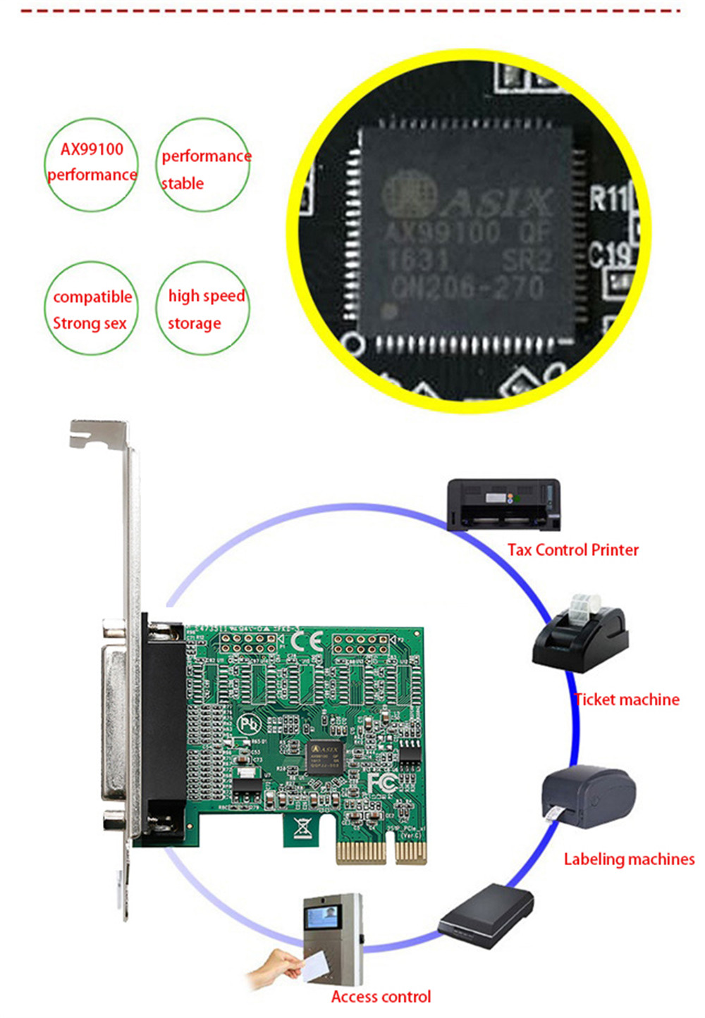 25 Pin Printer Expansion Card Ax99100 Pci e Parallel Port - Temu