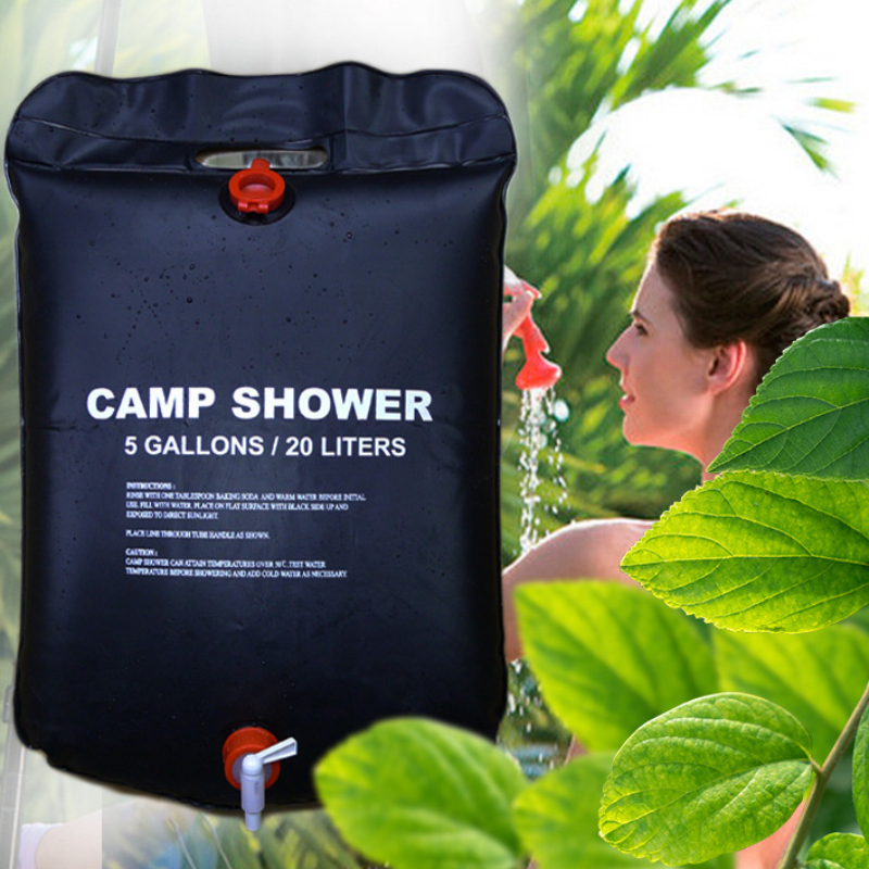  Bolsa de ducha portátil para camping, solar portátil de 5  galones/20L para acampar con agua caliente, calentador de agua colgante  portátil, bolsa de ducha para viajes al aire libre, camping, playa 