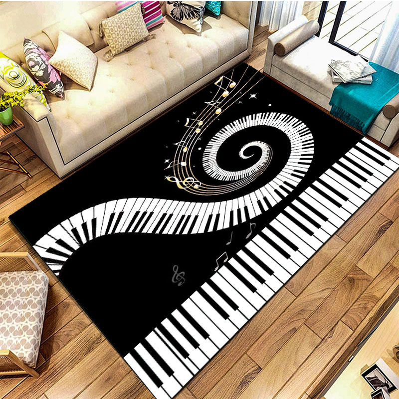 1pc Music Notes Pattern Rug, Modern Polyester Carpet For Home