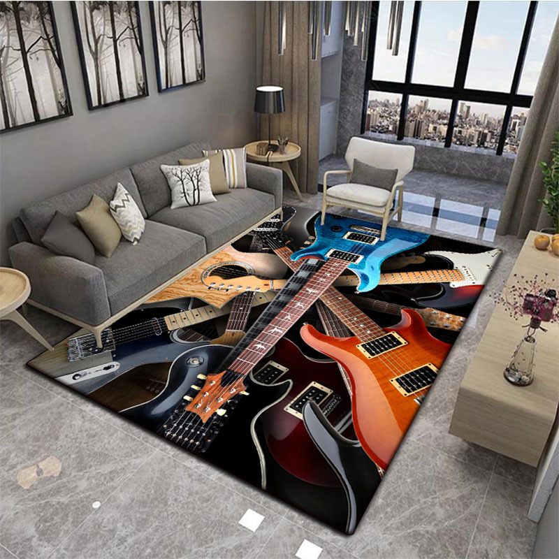 Modern Round Rug African American Girl Playing Guitar, Music Notation Super  Soft Cozy Rug for Flooring Home Bedroom Living Dining Room 40 Inch