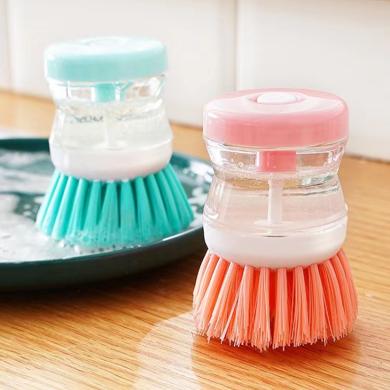 1pc Pot Brush With Soap Dispenser Plastic Dish Brush Scrub