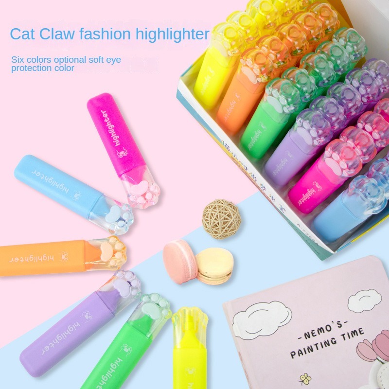 Creative Cat Claw Marker Pens Kawaii Fluorescent - Temu