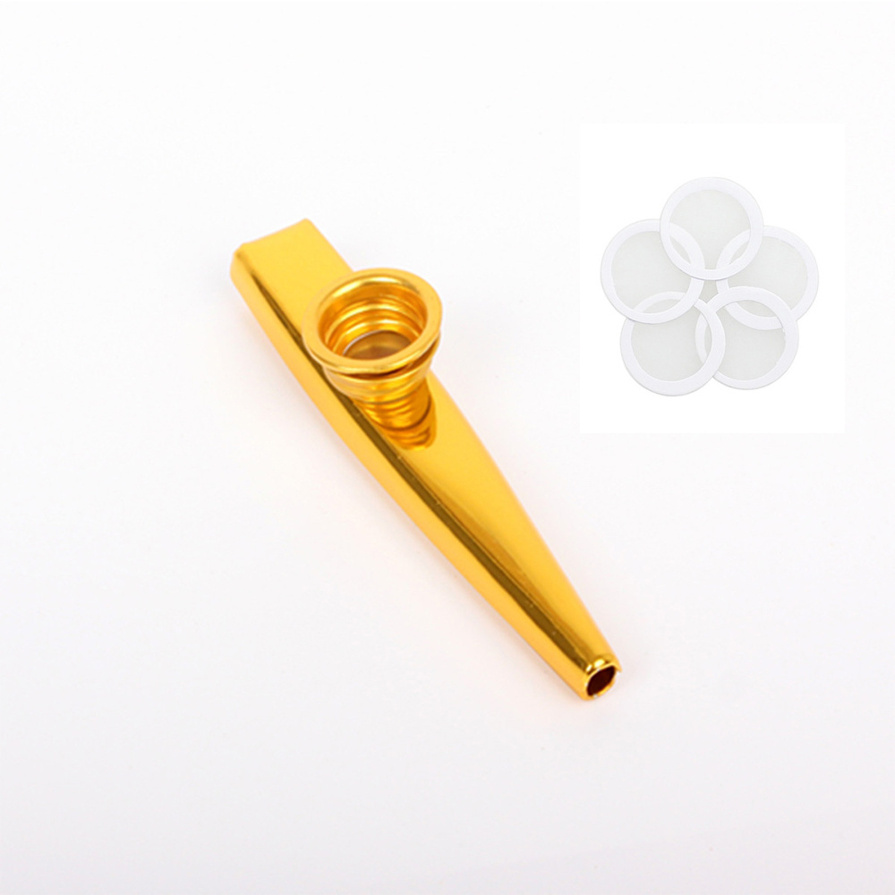 Kazoo Golden Aluminum Alloy with Membrane Flute Diaphragm Mouth Kazoos  Musical Instruments
