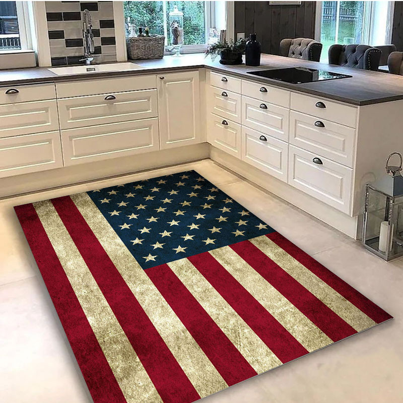 Retro Us American Flag, Patriotic Entrance Doormat, Waterproof Pvc