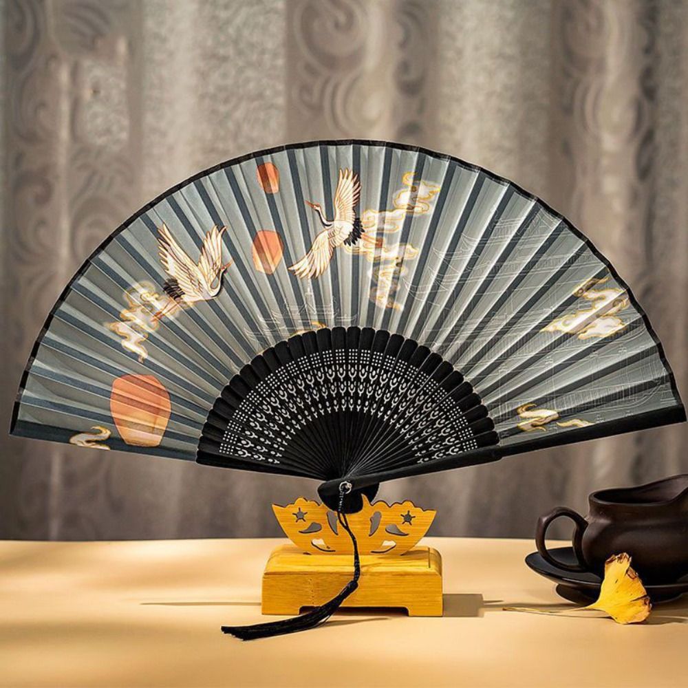 Teblacker Floral Folding Hand Fans Chinese Style Bamboo Folding Fan  Handheld Fabric Folding Fan with Tassel Vintage Pattern Hand Fan Hollowed  Bamboo