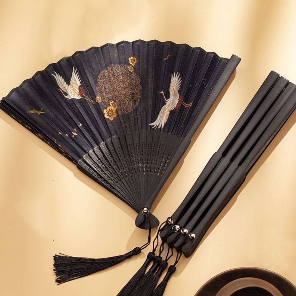 Teblacker Floral Folding Hand Fans Chinese Style Bamboo Folding Fan  Handheld Fabric Folding Fan with Tassel Vintage Pattern Hand Fan Hollowed  Bamboo