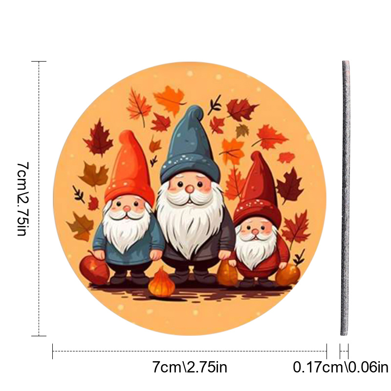  Plate Mat Set 4 Happy Fall Maple Leaf Dwarf Gnome