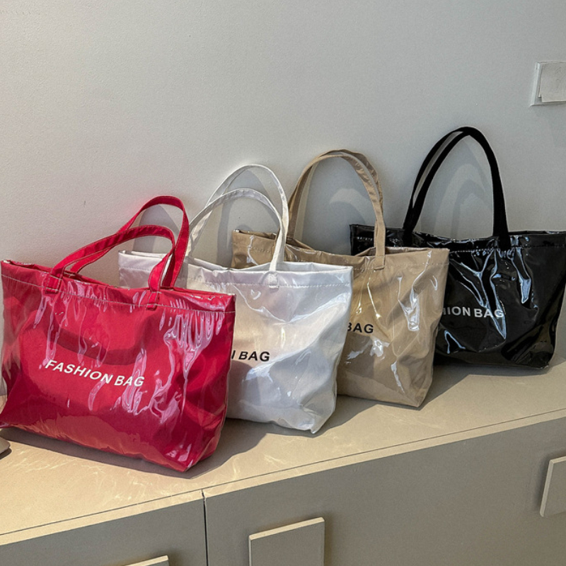 Women's Solid Color Fashion Canvas Shopping Bag One Shoulder Tote Bag  Student Book Bag Large Capacit