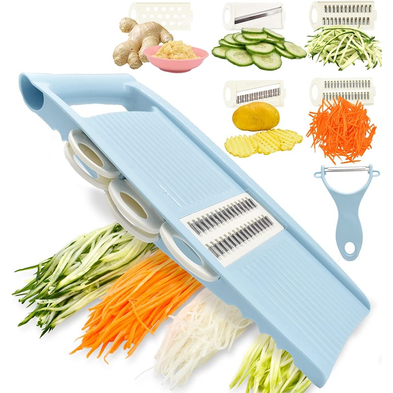 Adjustable Mandoline Slicer,5 in 1 Stainless Steel Food Slicer, Kitchen  Food Mandolin Vegetable Julienne Slicer Chopper Cutter for Fruits from